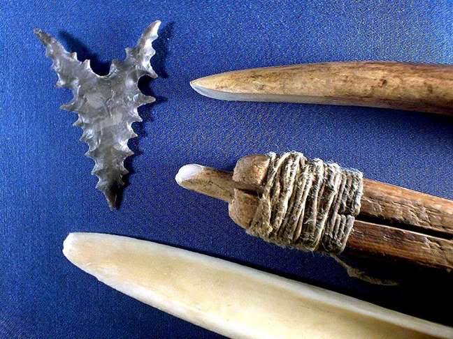 Aboriginal flintknapping tools to include an Ishi Stick.  Flint knapping,  Primitive technology, Native american tools